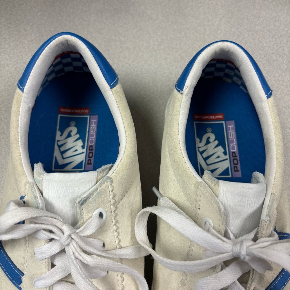 Vans Cream and Blue Low-Top Sneakers - Picture 3 of 5